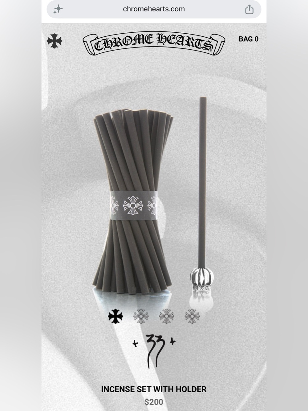Chrome Hearts Incense Set with Silver Holder
